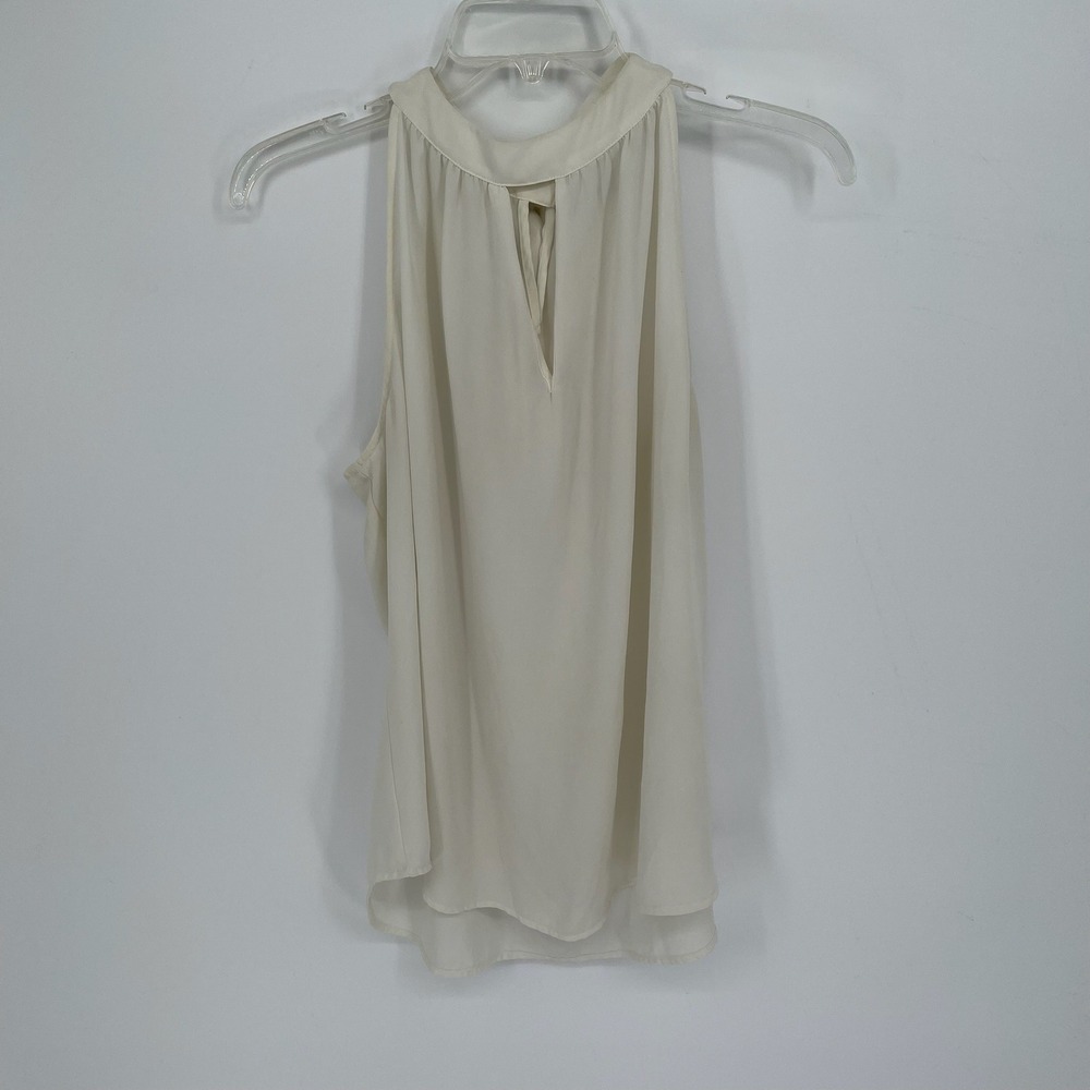 New‎ York & Company Women's Cream Keyhole Tie Back Sleeveless Blouse Size L